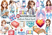 Watercolor Healthcare Medical, a Seasonal Illustration by Rose Art (Thumbnail 1 of 4)