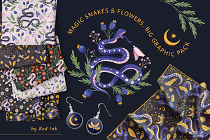 Snake Illustration & pattern bundle