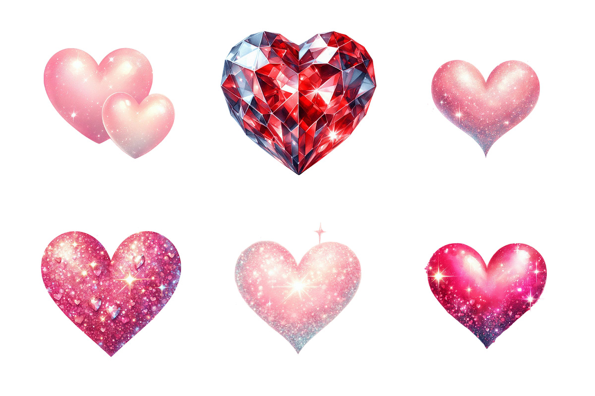 Glitter Heart Valentines Day Clip Ar, an Illustration by SinaCreation (Photo 4 of 11)
