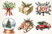 Watercolor Christmas Decor Clipart, an Illustration by DreamCafeArt (Thumbnail 3 of 7)