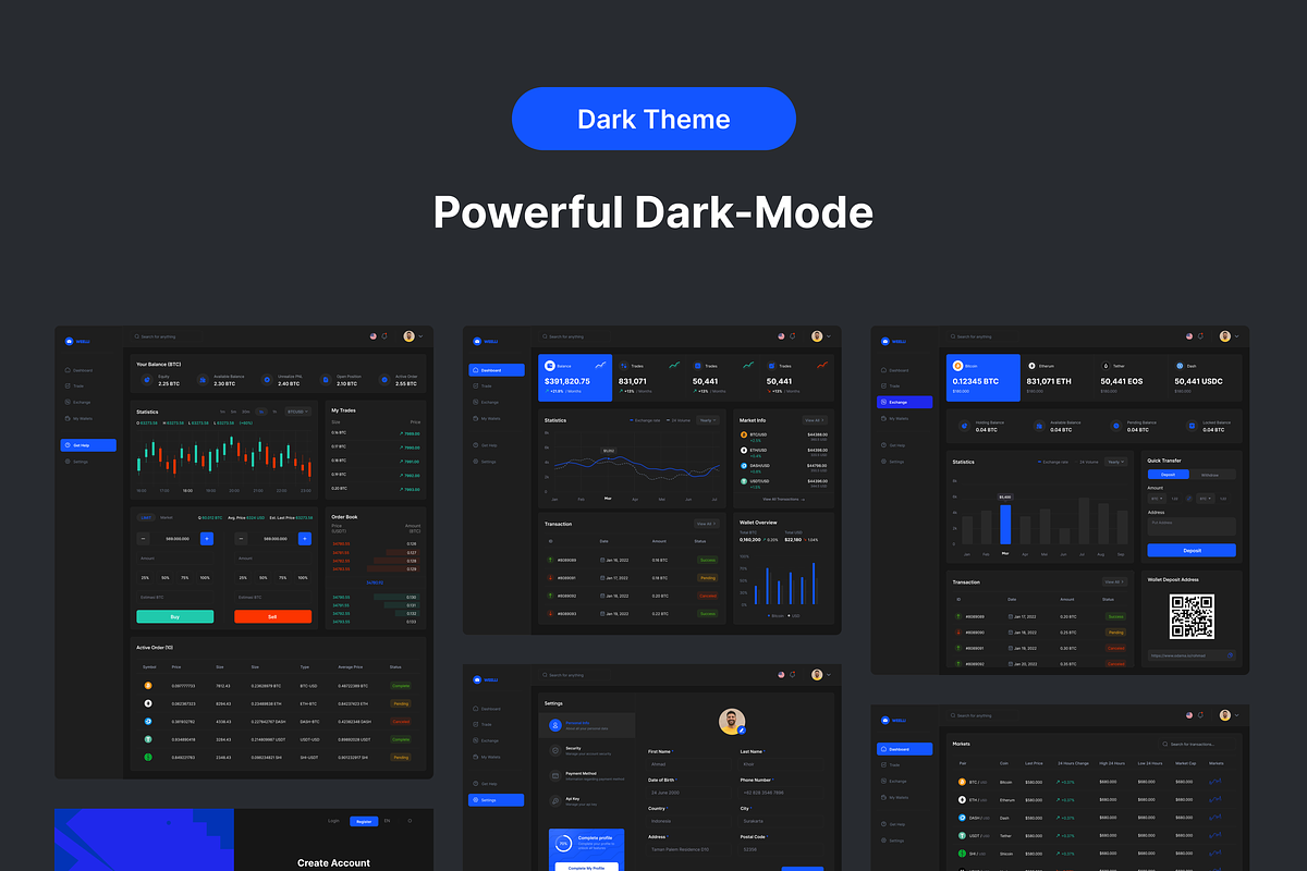 Welli - Dashboard Exchange Crypto, a Device Mockup by Odama (Photo 4 of 6)