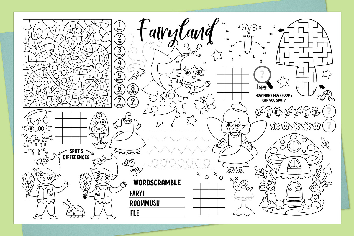 Fairyland coloring activity play mat, an Education Illustration by Lexi Claus (Photo 2 of 6)
