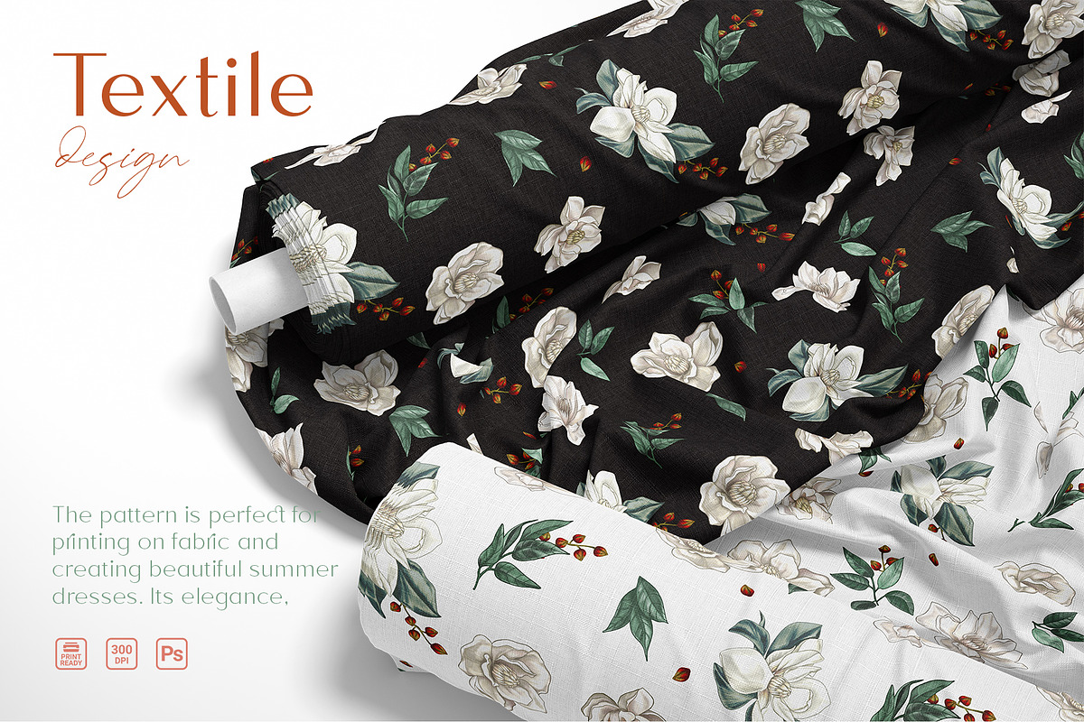 Seamless patterns Song of Magnolia, a Pattern Graphic by Yana Dobrik (Photo 4 of 13)