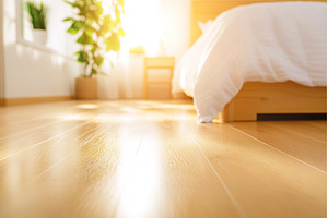 Sunlit bedroom with wooden flooring, an Architecture Photo by Lermont51