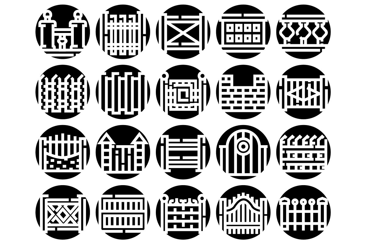 Fence and gate barrier styles icon, an Object Graphic by pikepicture (Photo 2 of 3)