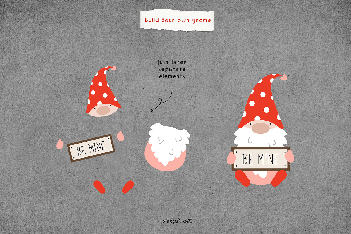 Valentine Gnomes Collection, an Illustration by AlekseliArt (Photo 4 of 9)