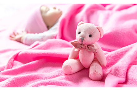 Baby sleeps with a bear. Selective, a Person Photo by yanadjana