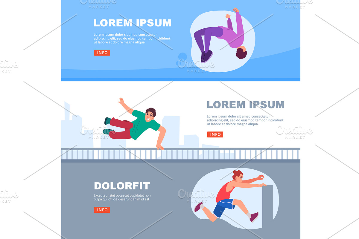 Parkour. extreme characters running, a Sport Illustration by Onyx