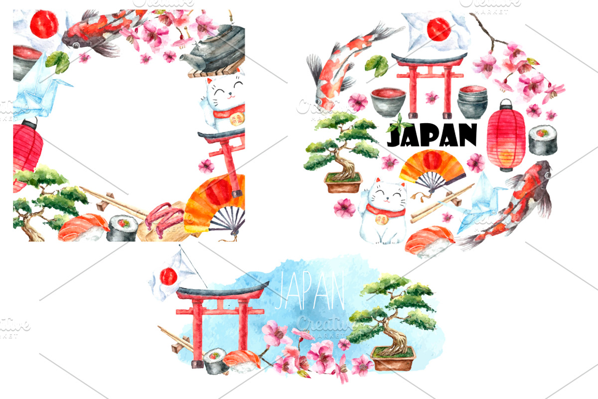 Watercolor set of Japan, a Food Illustration by Vikeriya (Photo 4 of 5)
