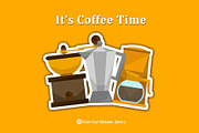It's Coffee Time Digital Clipart, a Solid Icon by Cozy Cat Design (Thumbnail 2 of 3)