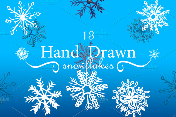 Hand drawn snowflakes preview 3