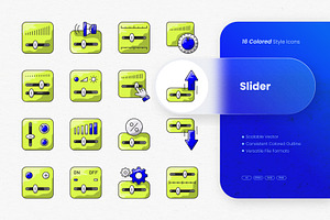 Slider Colored Icons, an Outline Icon by cidcud_graphic
