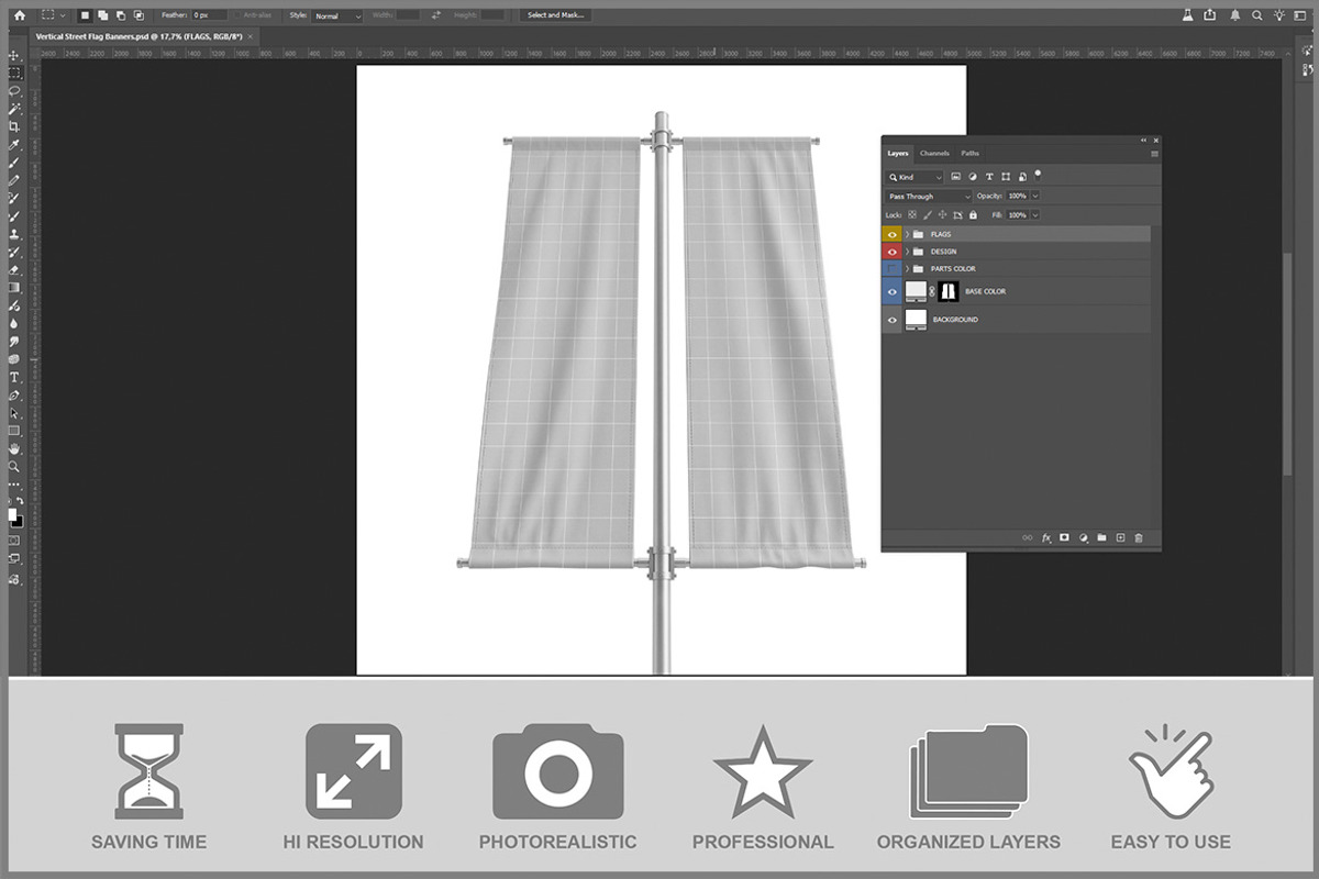 Vertical Street Flag Banners PSD, an Advertising Mockup by Bruno's Shop (Photo 2 of 3)
