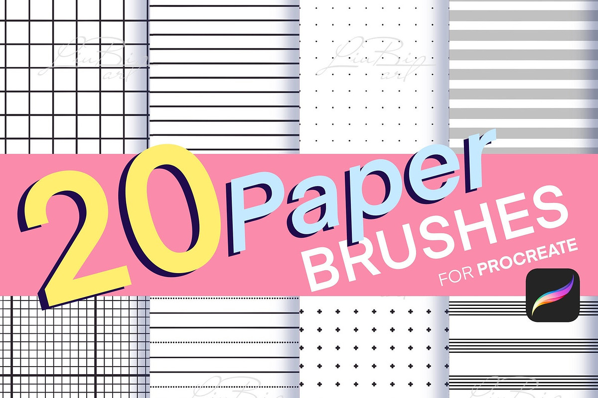 20 Procreate Paper Brushes Set, a Brush Add-On by LiuBi Art (Photo 1 of 2)