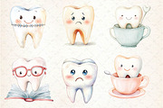 Watercolor Dentist Tooth Clipart, an Illustration by Dream Creation (Thumbnail 2 of 5)