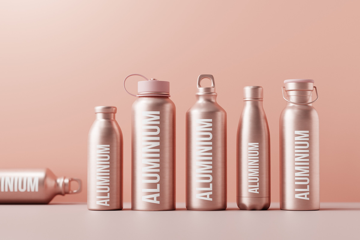 Aluminum Water Bottle Mockup Bundle, a Packaging Mockup by pmvch (Photo 1 of 51)