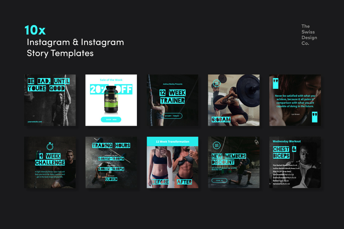 True Grit Fitness Social Media Kit, a Social Media Template by TheSwissDesignCo (Photo 2 of 5)