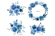 Watercolor indigo blue flowers roses, a Graphic by GraphicsDish (Thumbnail 3 of 3)
