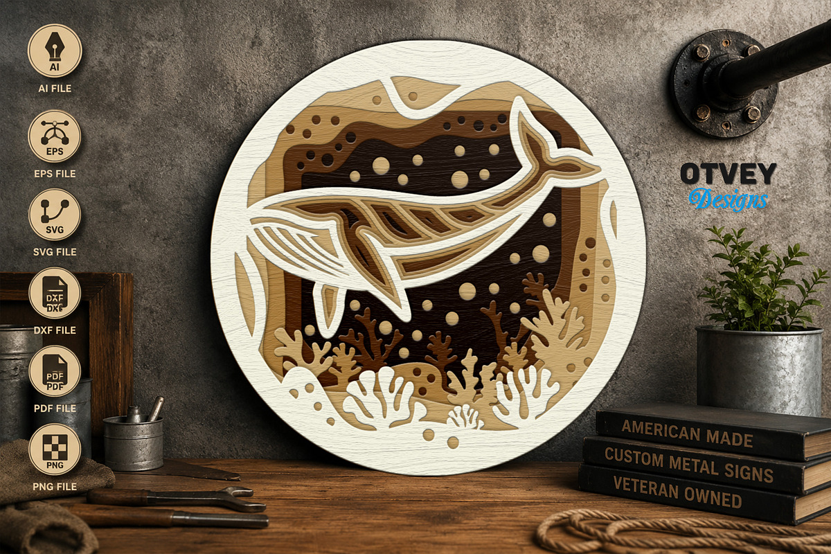 Sea Animals Mandala 3D Layered 6, an Animal Illustration by OTVEY DESIGN (Photo 7 of 7)