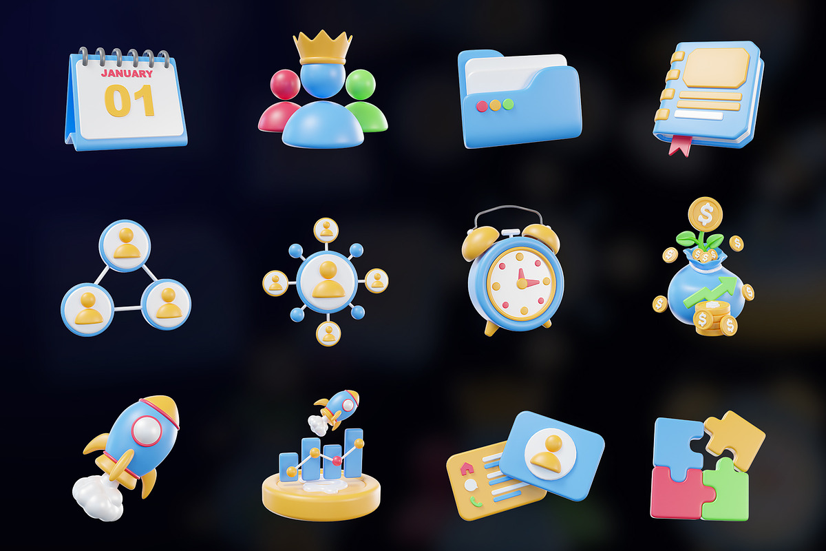 Business 3D Icon Pack Design, an Object Graphic by Artnivora.Std (Photo 3 of 4)