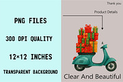 Watercolor Christmas Scooter Clipart, an Illustration by SVGArt (Thumbnail 3 of 8)
