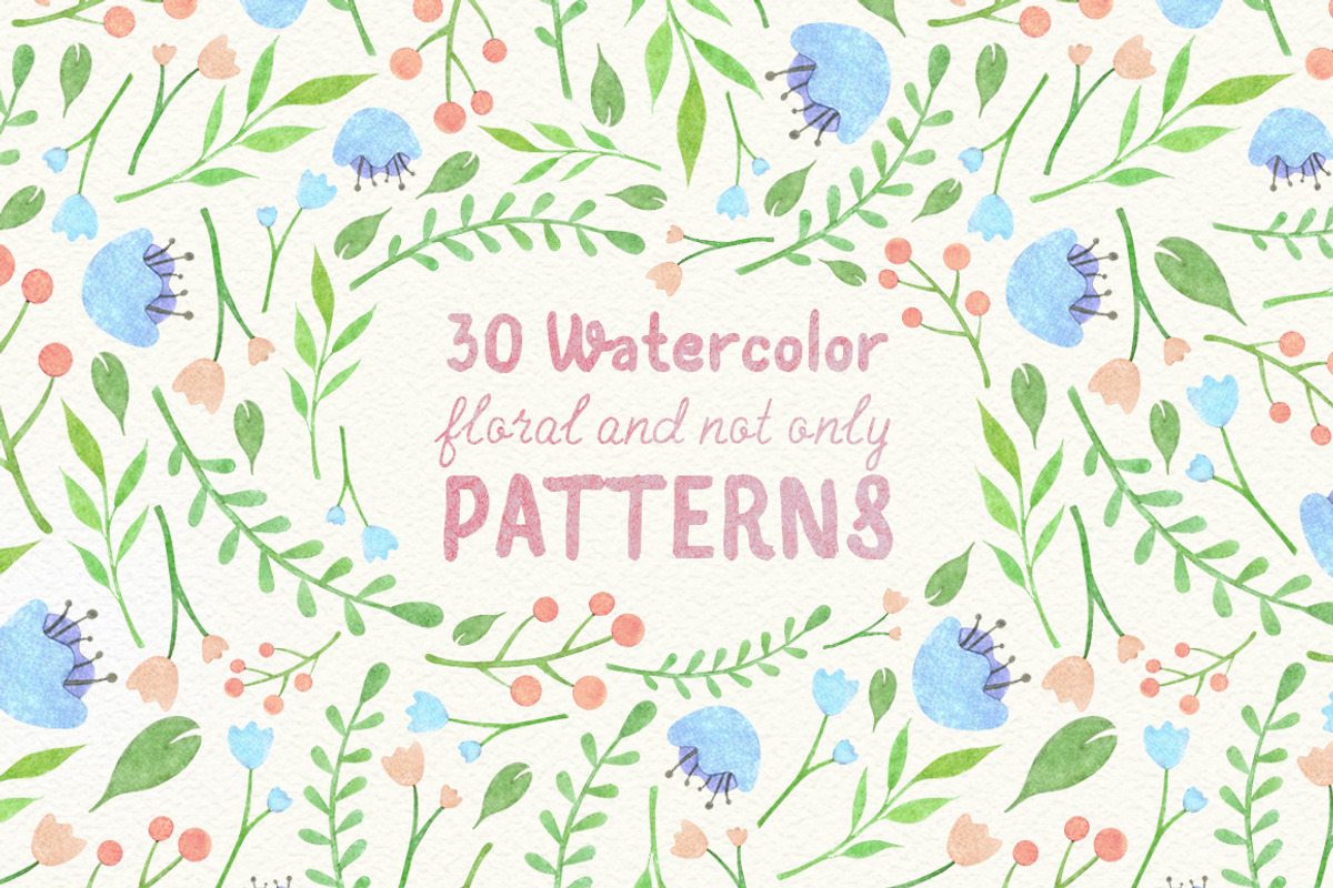 Floral watercolor patterns, a Pattern Graphic by Piñata (Photo 1 of 7)