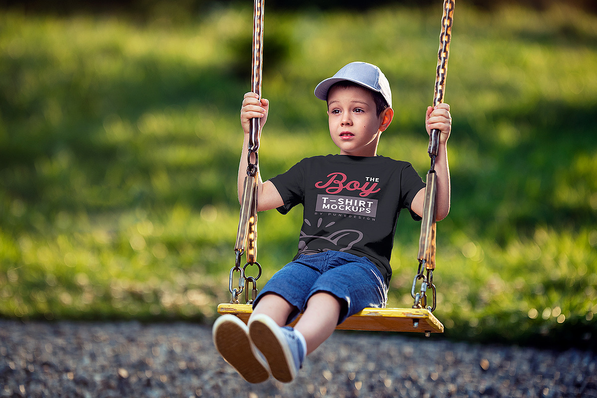 Boy T-Shirt Mock-Up Set, a Shirt Mockup by PuneDesign (Photo 5 of 6)