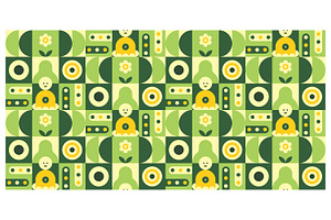 Geometric Green and Yellow Abstract, a Decorative Illustration by Creative Backgrounds