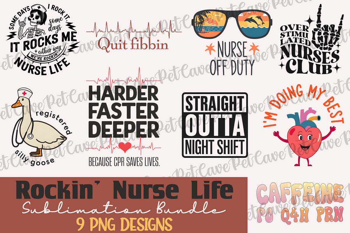Rockin' Nurse Life PNG Bundle, a Graphic by Pet Cave (Photo 1 of 10)