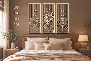 Decorative Lotus Hand Laser Cut Set, an Object Graphic by Creative Art
