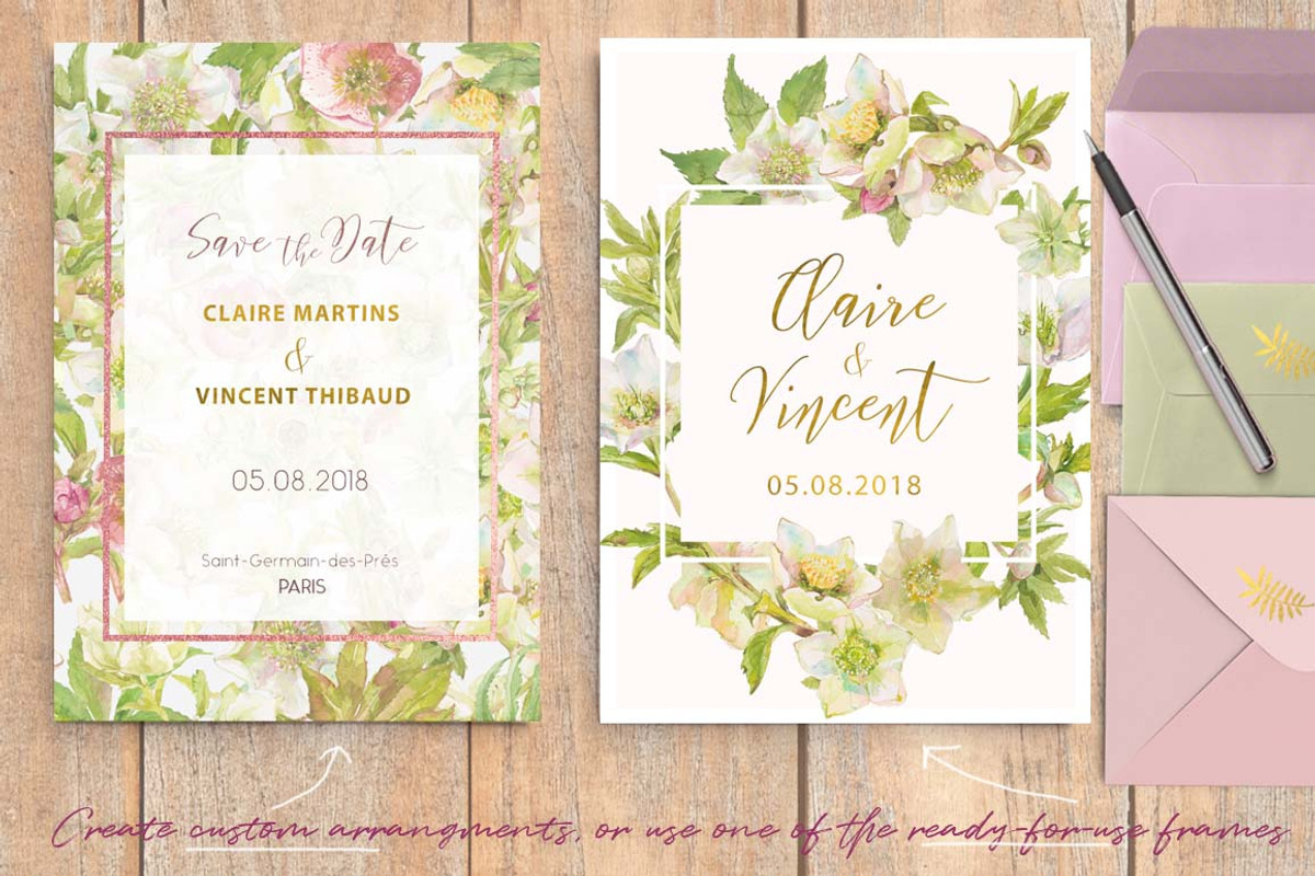 White Hellebore-Floral Clipart, an Illustration by watercolorwild.graphics (Photo 3 of 7)