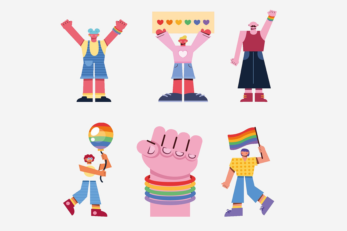 Pride LGBTQ Illustrations Set, a Person Illustration by studiogstock (Photo 2 of 4)