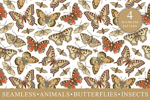 Seamless Butterflies Moth insects
