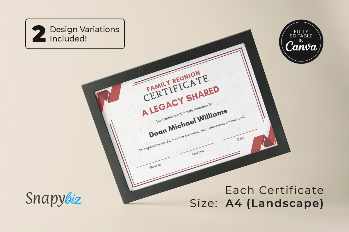 Family Reunion Certificate Bundle, a Print Template by Snapybiz (Photo 8 of 9)