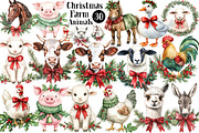 Christmas Farm Animals Clipart, a Seasonal Illustration by CitraGraphics (Thumbnail 1 of 7)
