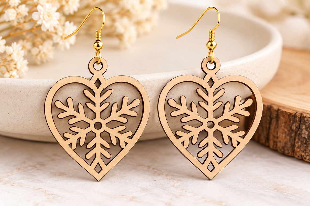 Christmas Snowflake Earrings SVG, an Object Graphic by Canvas Craft (Photo 2 of 4)