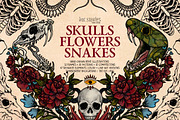 Skulls, Flowers and Snakes | Vintage, a Decorative Illustration by Ink Stories (Thumbnail 1 of 12)