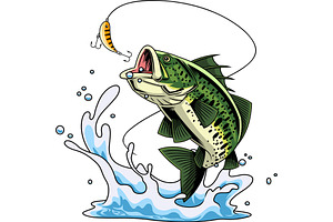 Angry Bass Fish Cartoon Character