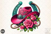 Cowgirl Hat and Roses PNG, an Illustration by Libby Wishes (Thumbnail 1 of 6)