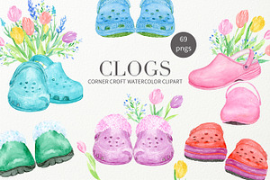 Watercolor Clogs Clipart