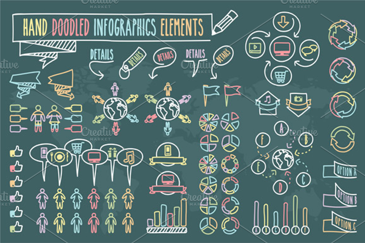 Hand Doodled Infographics Elements, a Presentation Template by Rosa Puchalt (Photo 1 of 2)