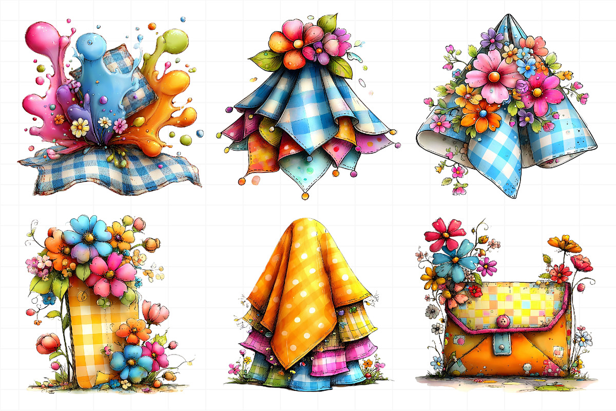 Whimsical Spring Gingham Clipart, an Illustration by Daily.Designs (Photo 3 of 7)