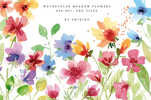 Watercolor Meadow Flowers