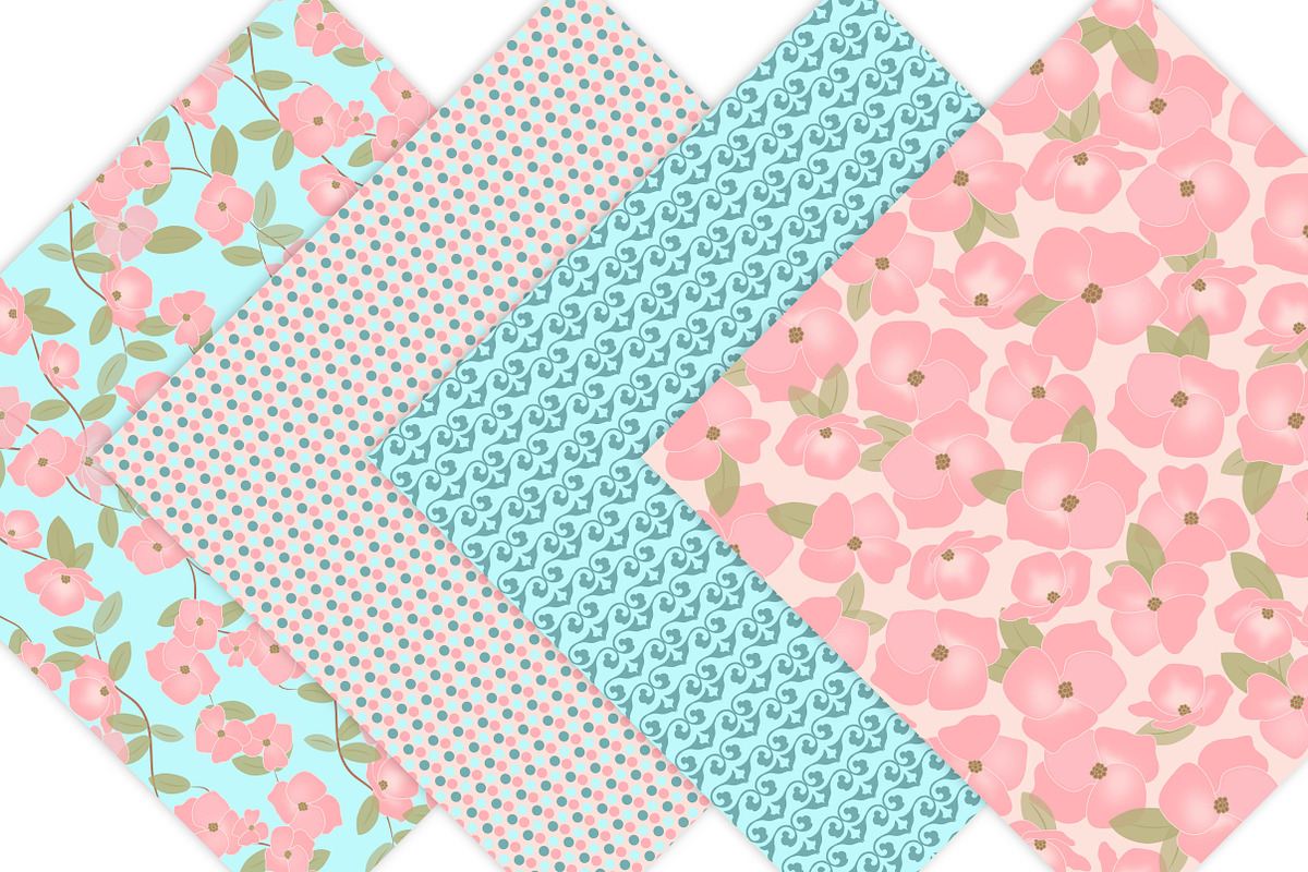 Floral Digital Paper, a Pattern Graphic by Leska's Digitals (Photo 4 of 4)
