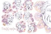 Snake Hydrangeas Garden Clipart, a Decorative Illustration by Shabbypie (Thumbnail 11 of 20)
