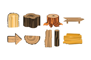 Wooden Stubs and Logs Vector Set, an Illustration by TopVectors