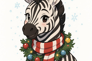 Anime zebra wearing wreath and strip, a Photo by Dvoevnore photos