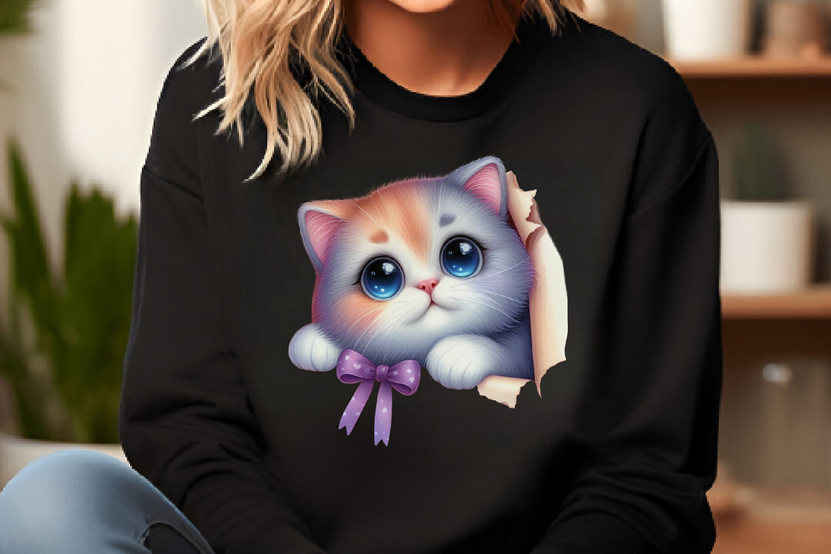 Watercolor Peeking Cat PNG Clipart, an Illustration by DreamCafeArt (Photo 6 of 6)