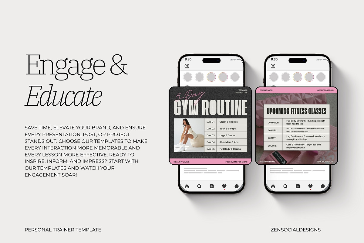 Personal Trainer Instagram Template, a Social Media Template by ZenSocialDesigns (Photo 8 of 9)