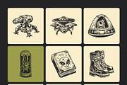 Vintage Alien Illustration Set, a Technology Illustration by Prosymbols (Thumbnail 7 of 10)